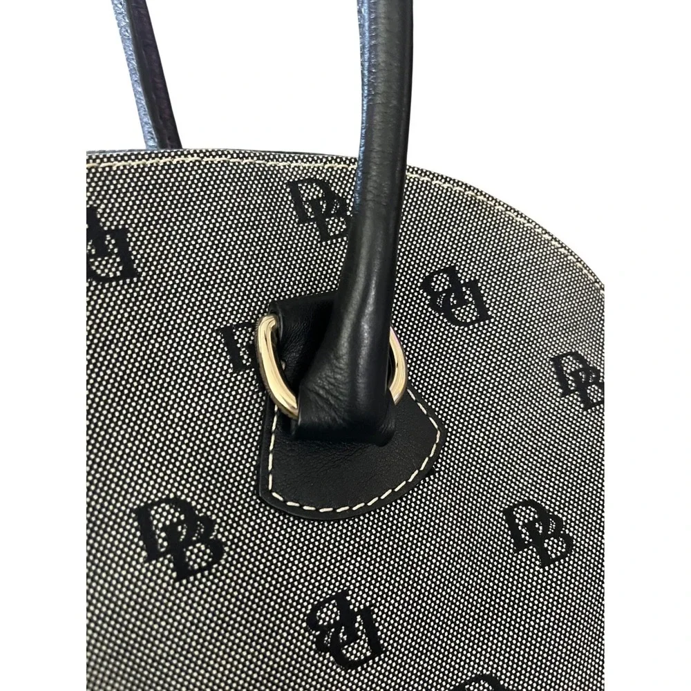 Dooney & Bourke Monogram Canvas Dome‎ Satchel Bag Black White DB Logo Handbag